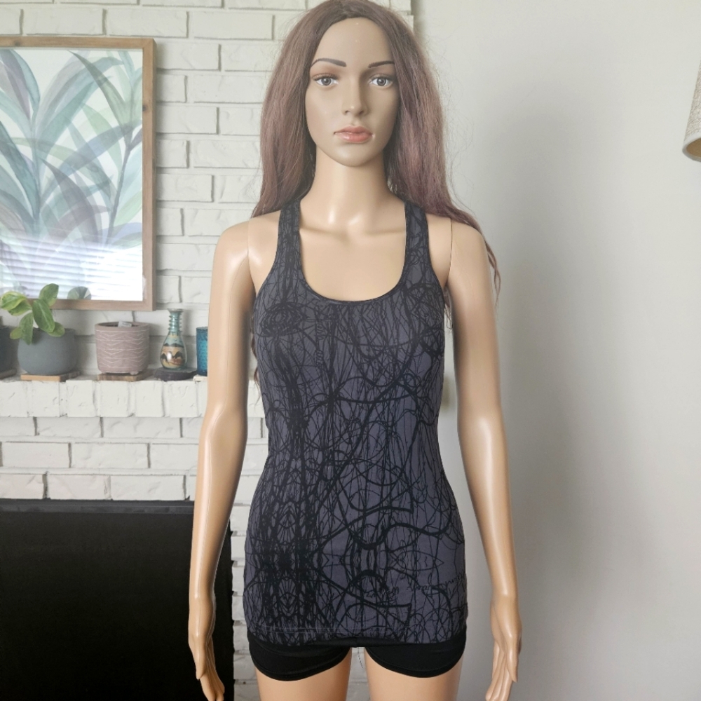 Lululemon Cool Racerback Tank Top Gray Nesting Bird